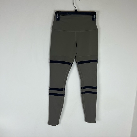 Alo Yoga Legit Legging Green Striped High Waist Size S - Picture 3 of 6